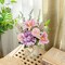 Faux Flowers with Vase, Artificial Silk Flowers in Vase, Fake Pink Lily,Purple Hydrangea and Dandelion flower, Arrangement for Home Spring Decor Dining Table Centerpiece Decorations Coffee Table Decor
